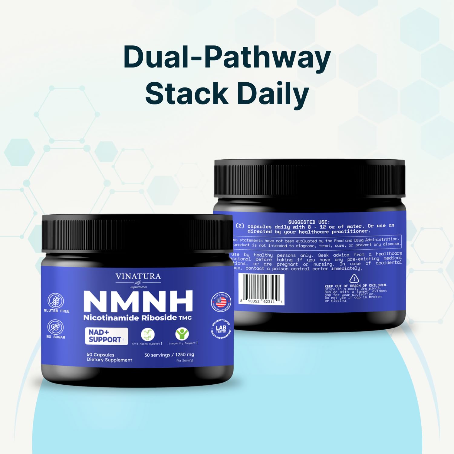 VINATURA NMNH Niacin Supplement 500mg with a measuring spoon