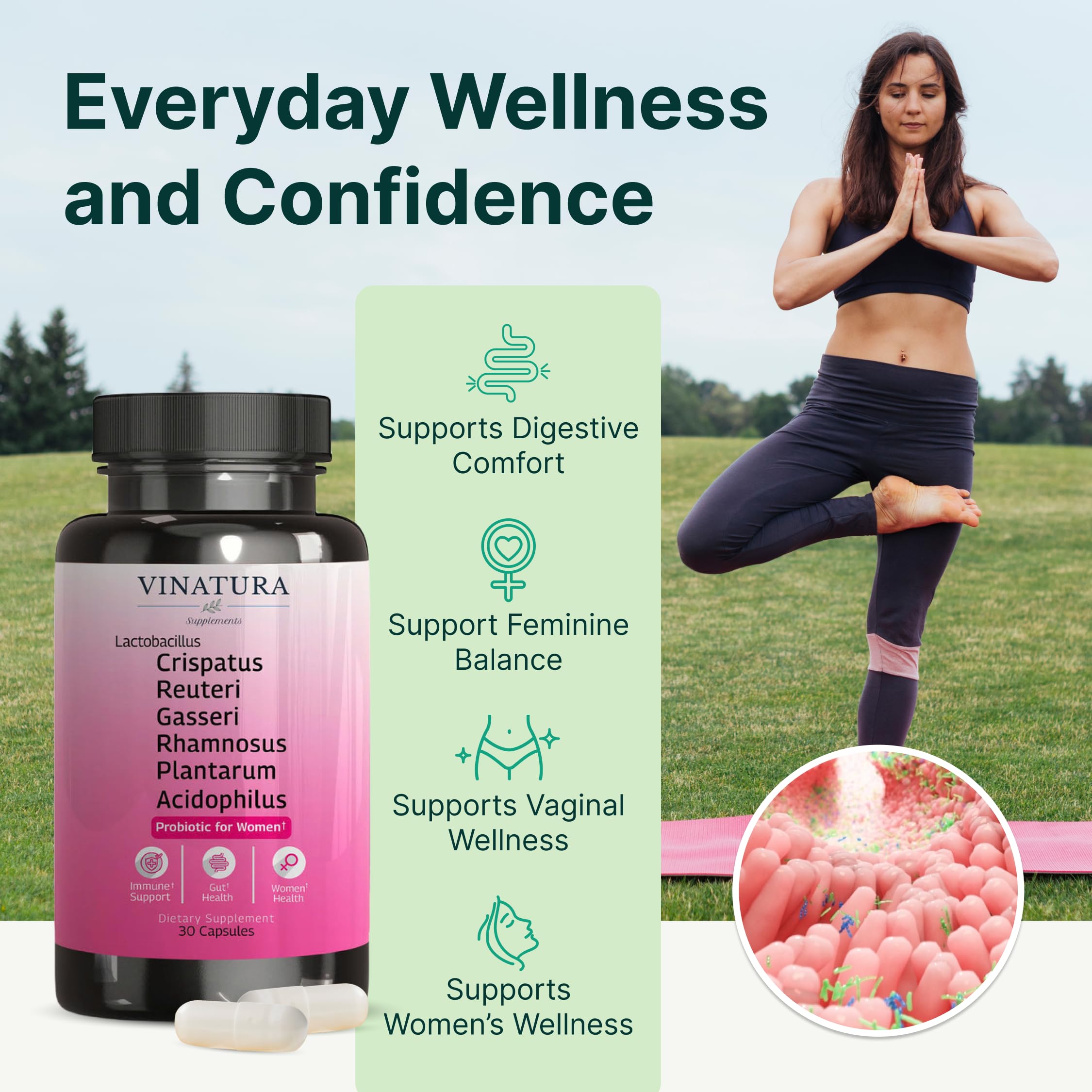 VINATURA Probiotic Capsules for Women back view