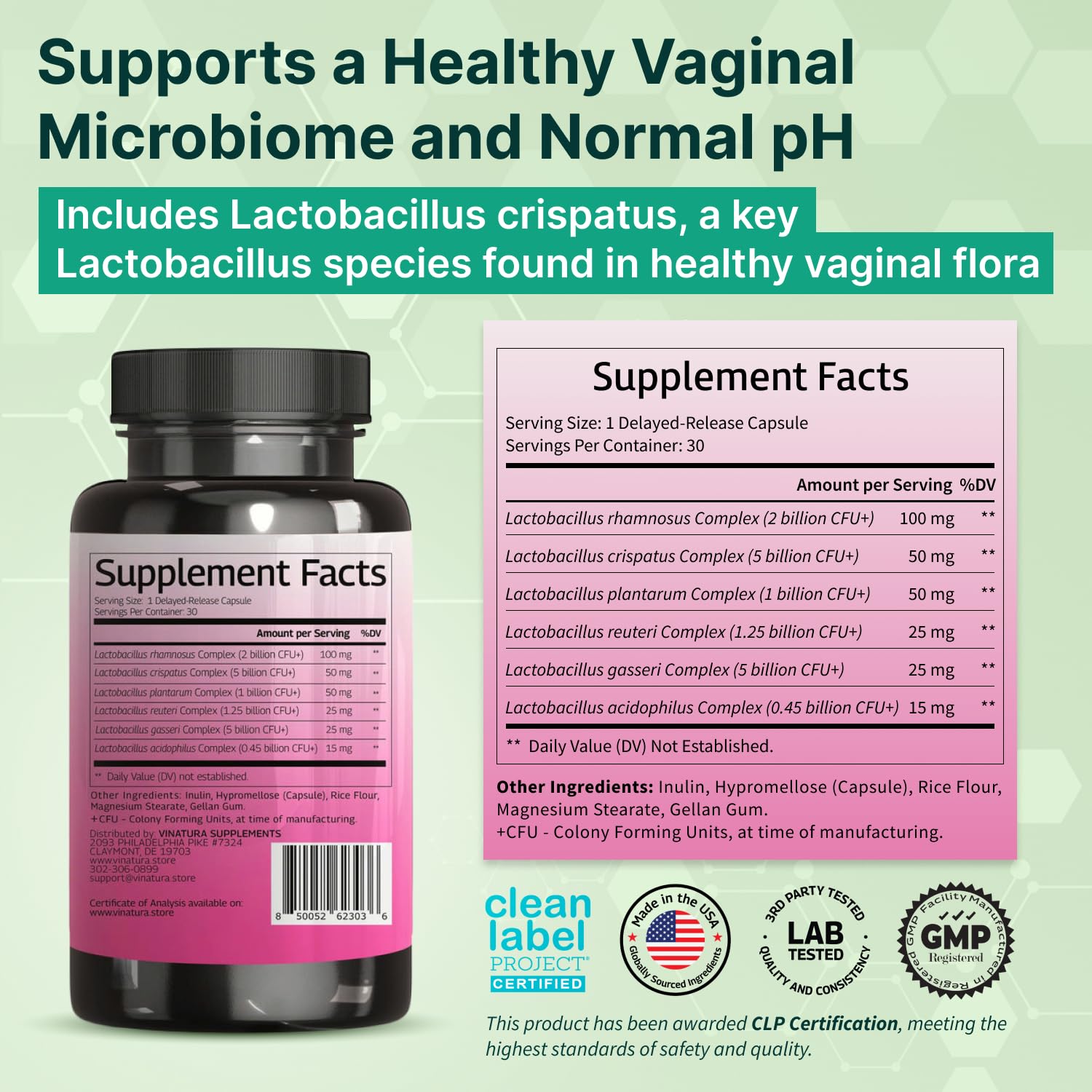 VINATURA Probiotic Capsules for Women capsule close-up