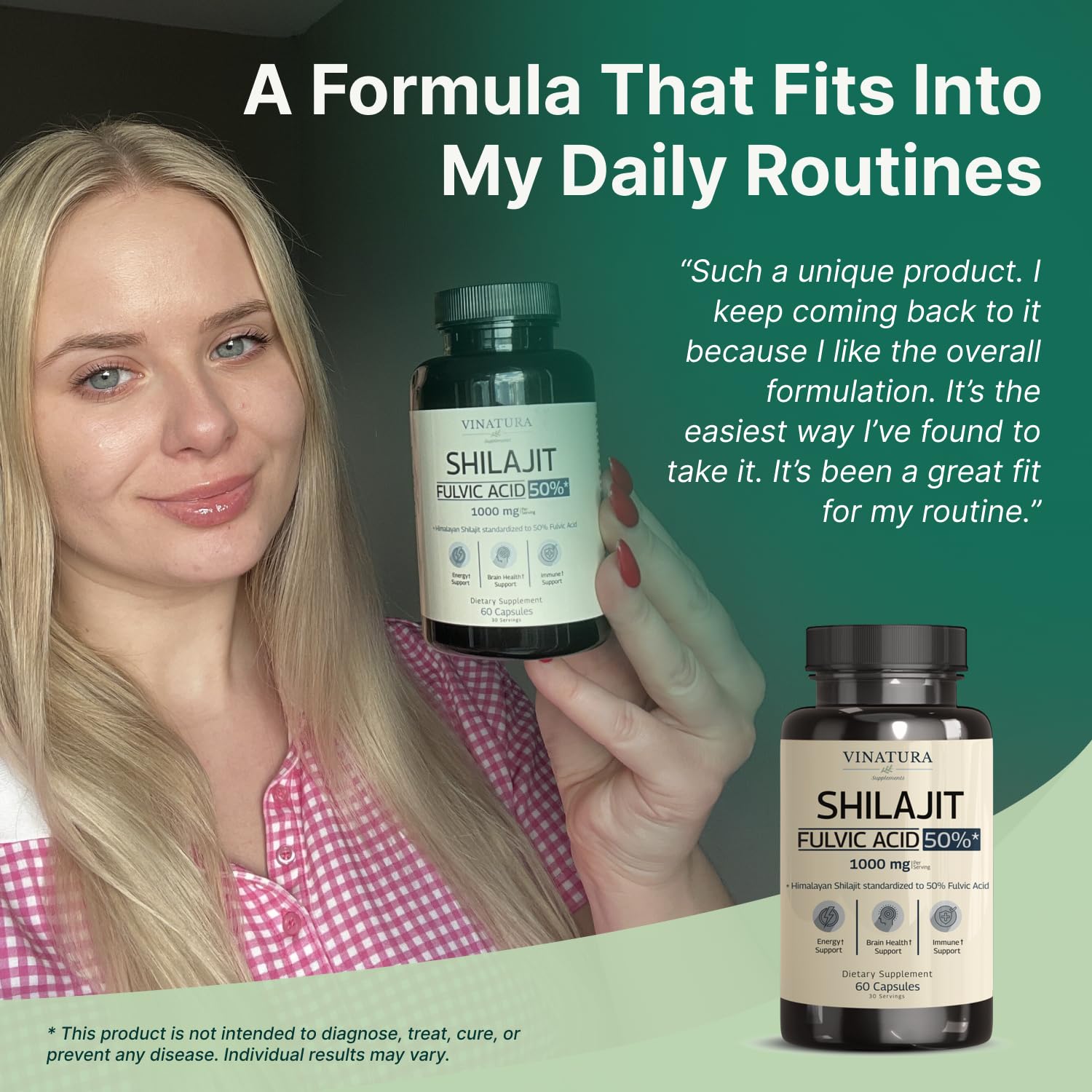 VINATURA Shilajit Capsules displayed with natural elements