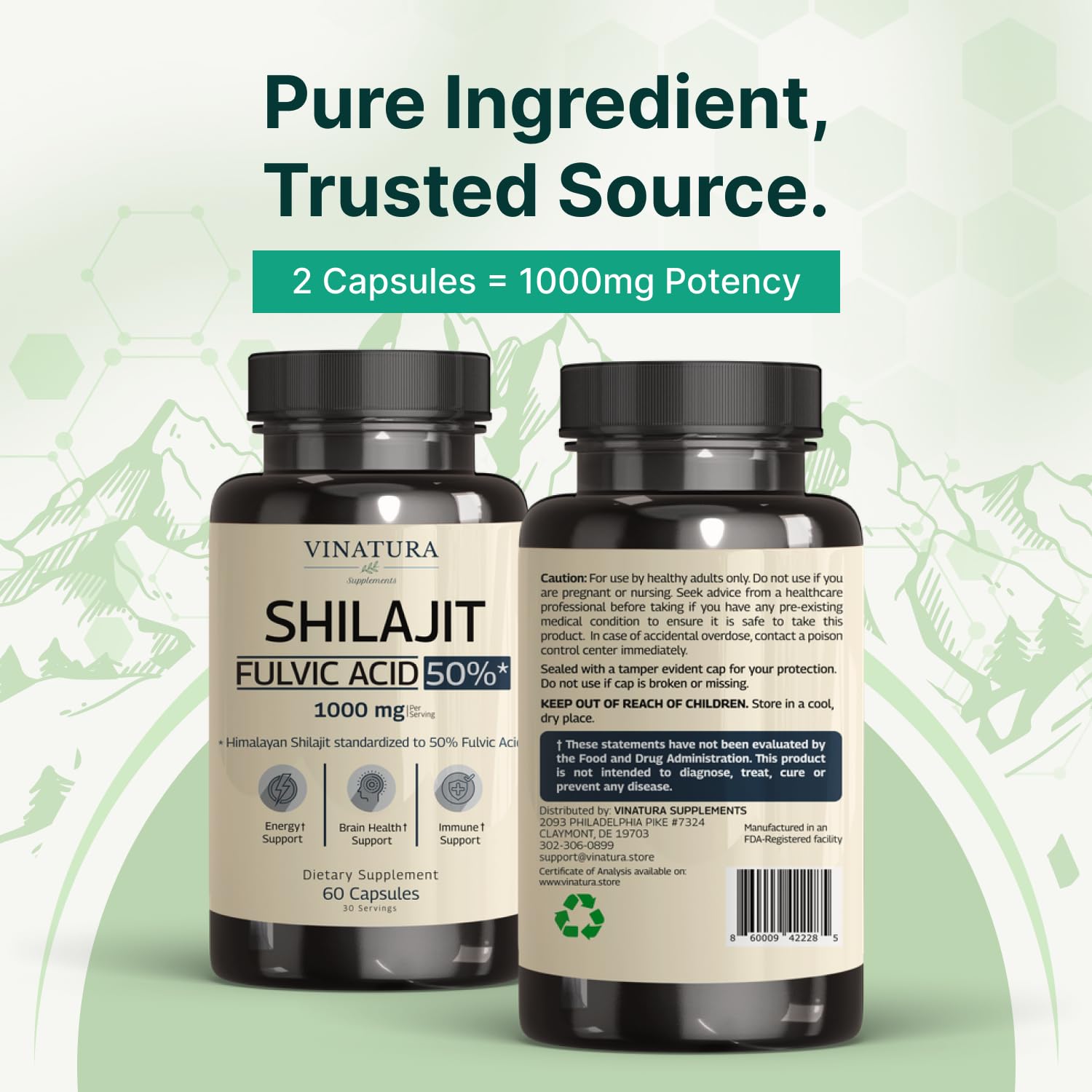 VINATURA Shilajit Capsules with measuring spoon for dosage