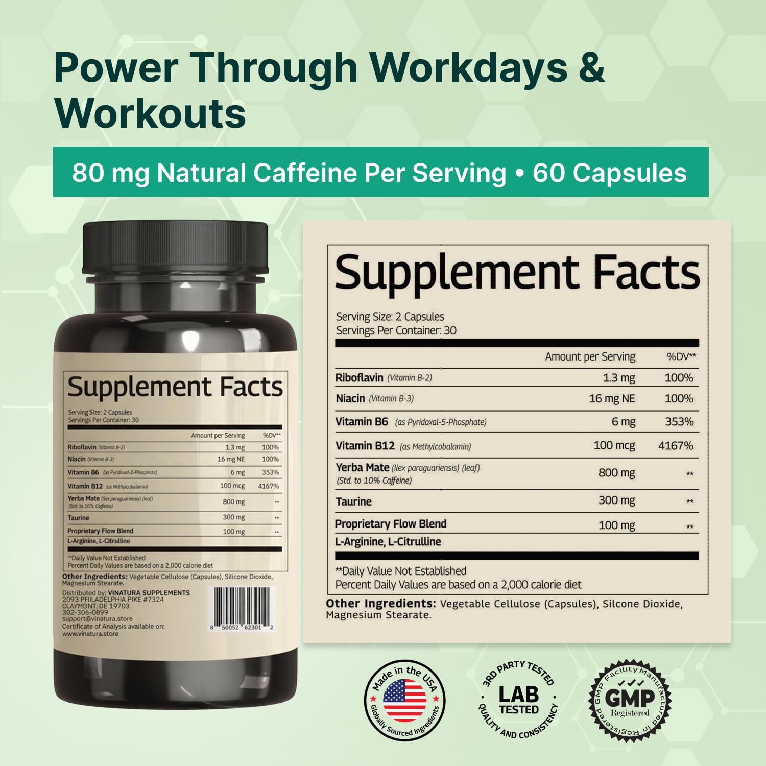 VINATURA Yerba Mate B-Complex supplement side view