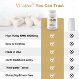 Vinatzen NMN supplement with a natural setting background