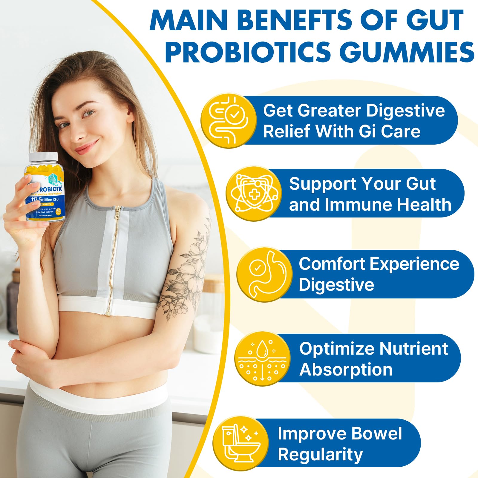VIOAFSLSE Probiotic Gummies 60 Count bottle side view