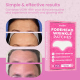 VIORY Forehead Wrinkle Patches in use on a model's forehead