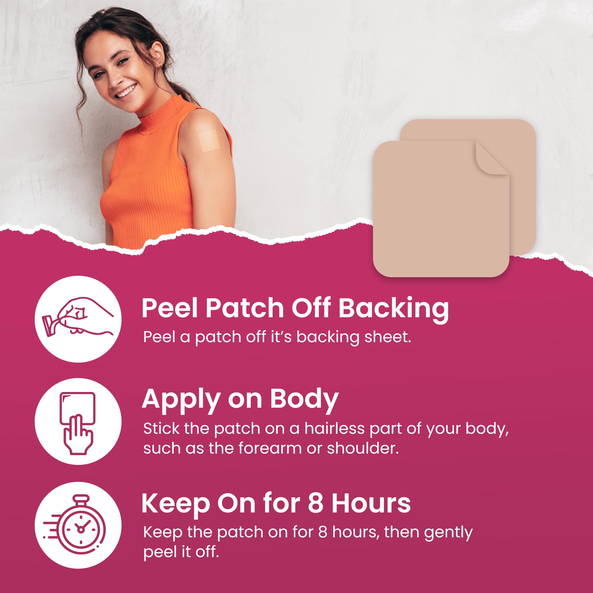 VIORY L-Glutamine Patches applied on skin