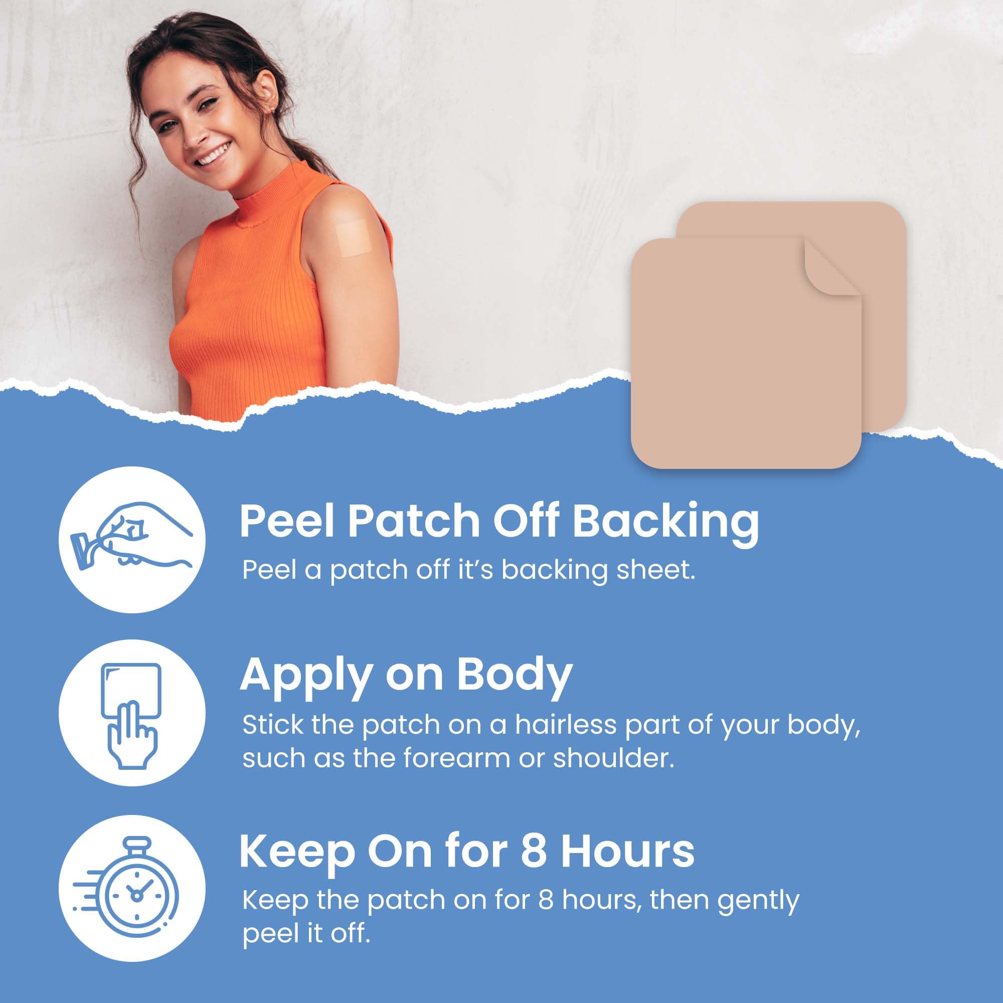 VIORY Melatonin Sleep Patch close-up showing adhesive side