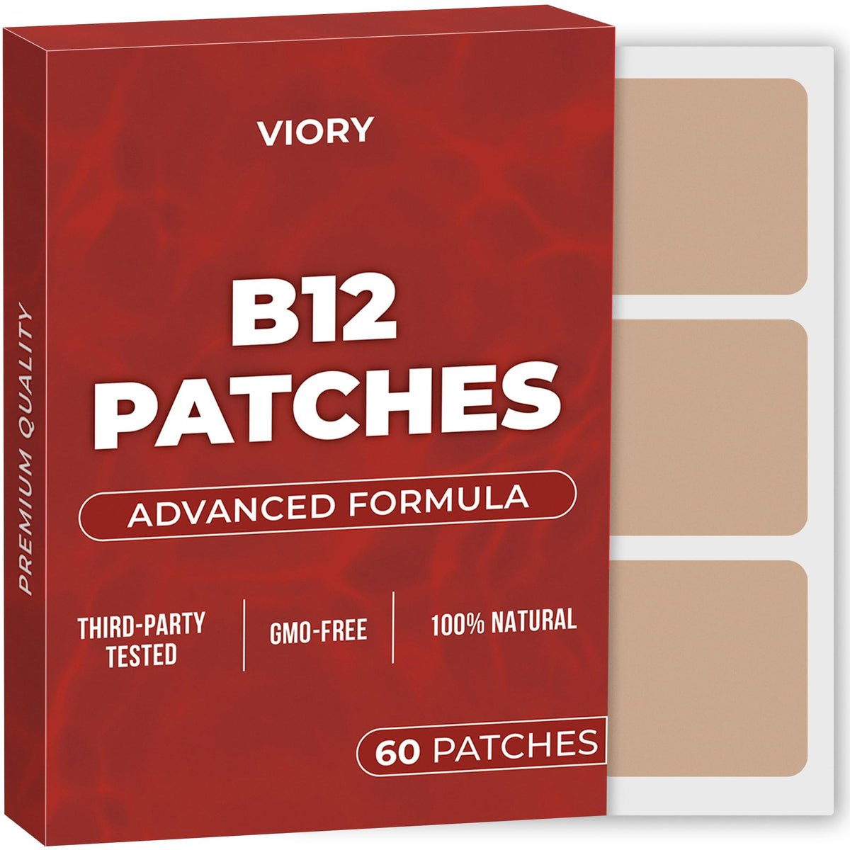VIORY Vitamin B12 Patch front view with natural ingredients