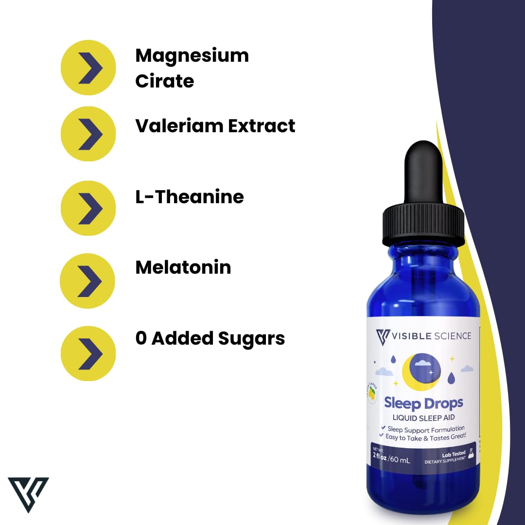Visible Science Sleep Drops Lemon Flavour ingredients list on back