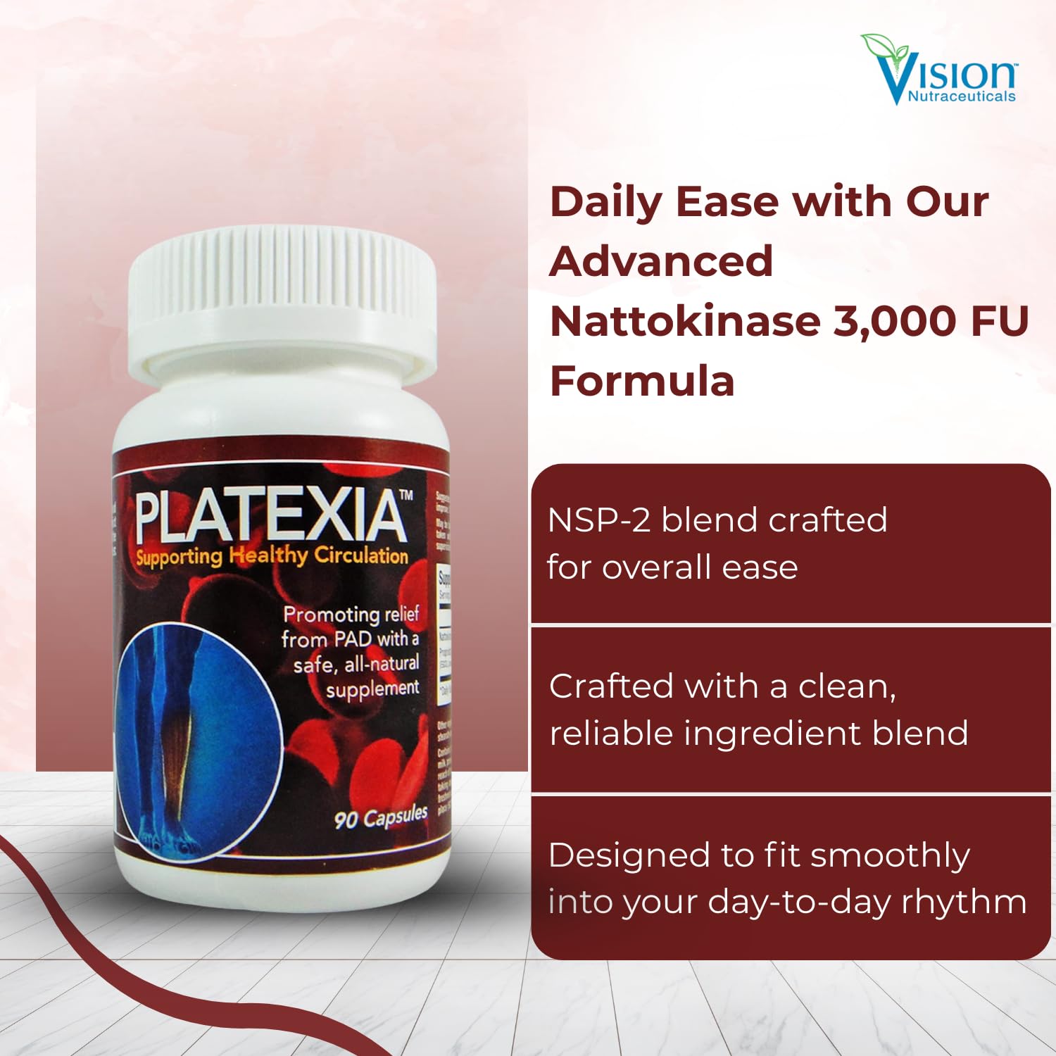 Vision Nutraceuticals Nattokinase 3000 FU NSP-2 Supplement lifestyle shot