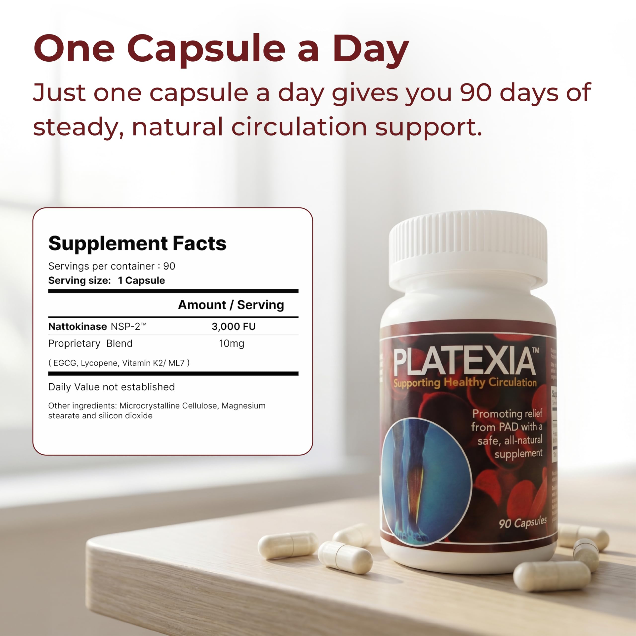 Vision Nutraceuticals Nattokinase 3000 FU NSP-2 Supplement side view