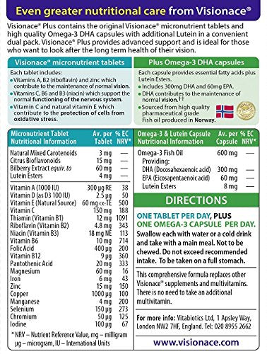 Visionace Vitamin & Mineral Supplement Tablets side view
