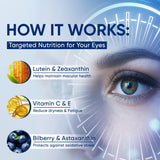 VISIOVANCE 15-in-1 Advanced Eye Formula capsules on a wooden surface