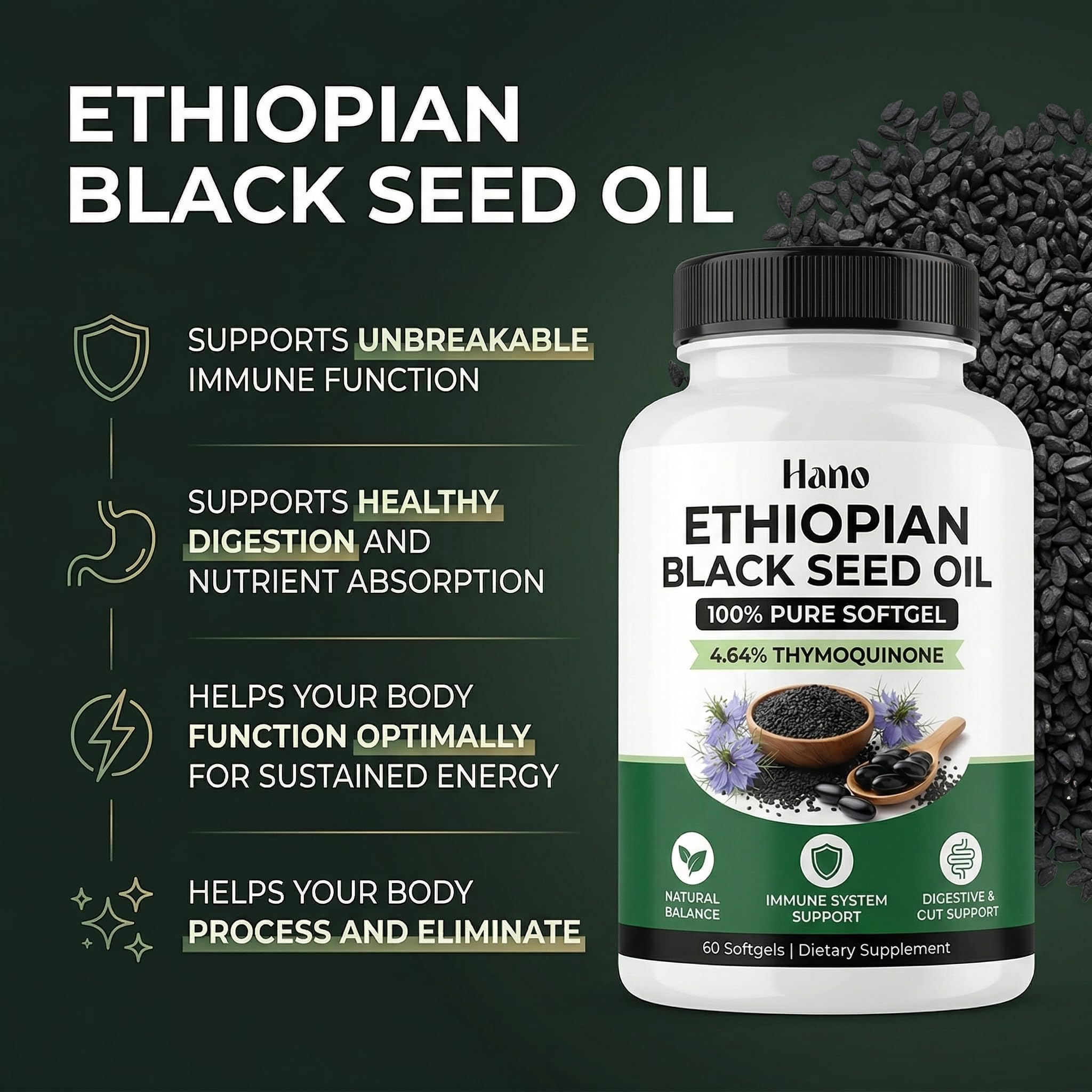 VISIOVANCE Black Seed Oil Softgels side view
