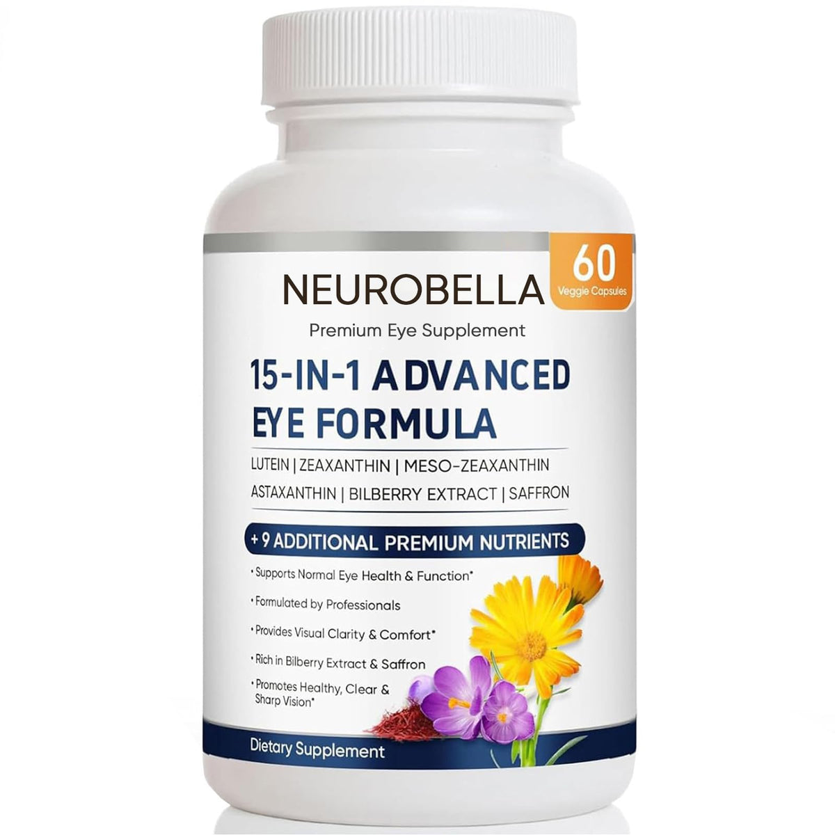 VISIOVANCE Lutein Eye Support Supplement front view with capsule bottle