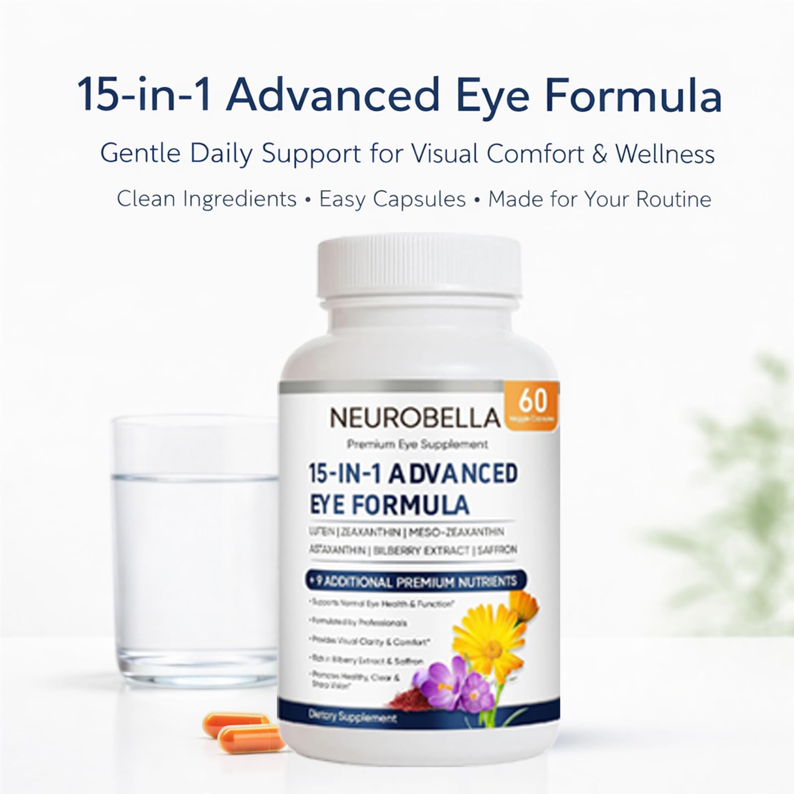 VISIOVANCE Lutein Eye Support Supplement packaging on wooden table