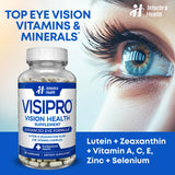 VISIPRO Lutein Eye Health Supplement 50g capsule bottle side view