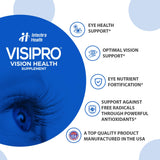 VISIPRO Lutein Eye Health Supplement capsule bottle with a measuring spoon