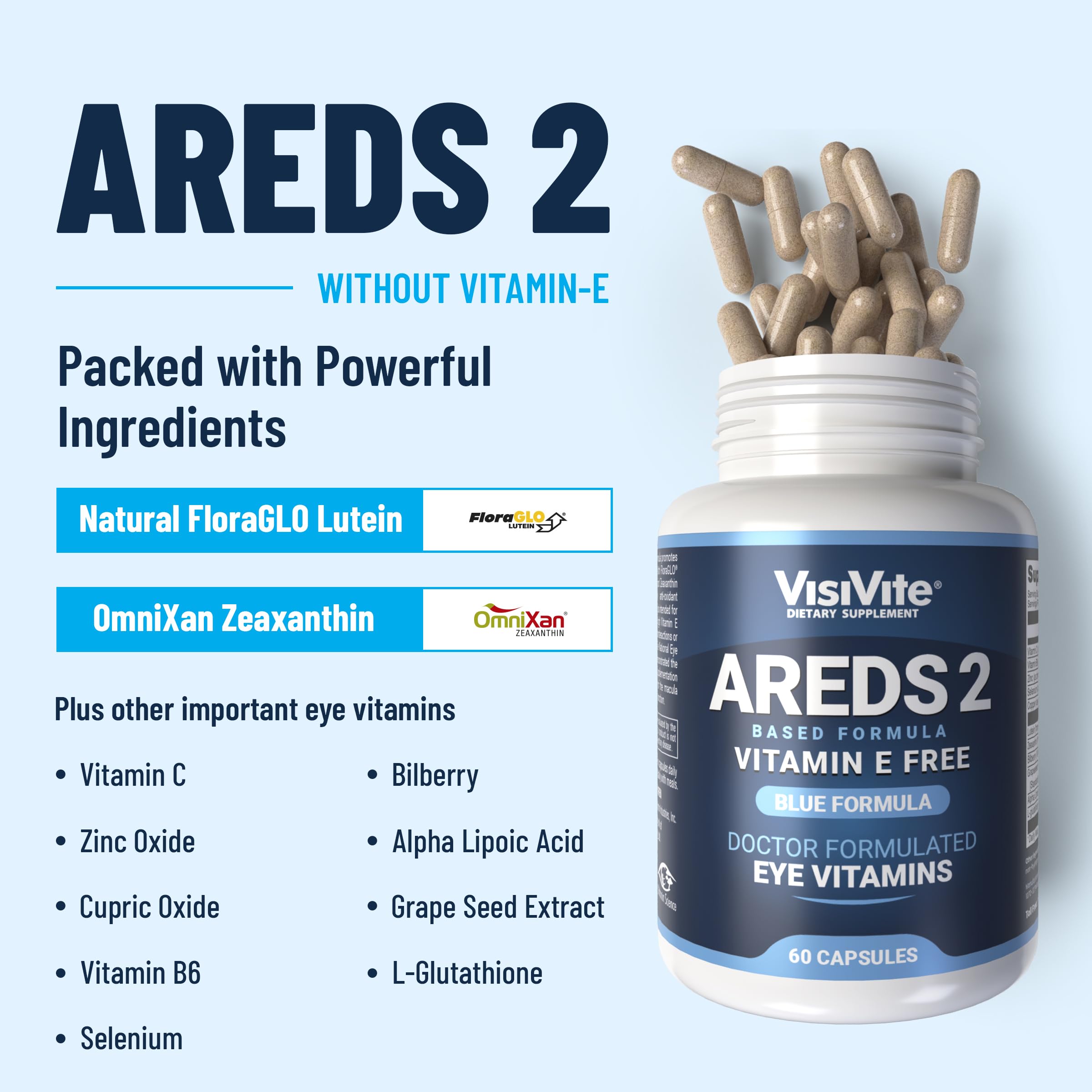 VisiVite AREDS 2 Eye Vitamins side view with label