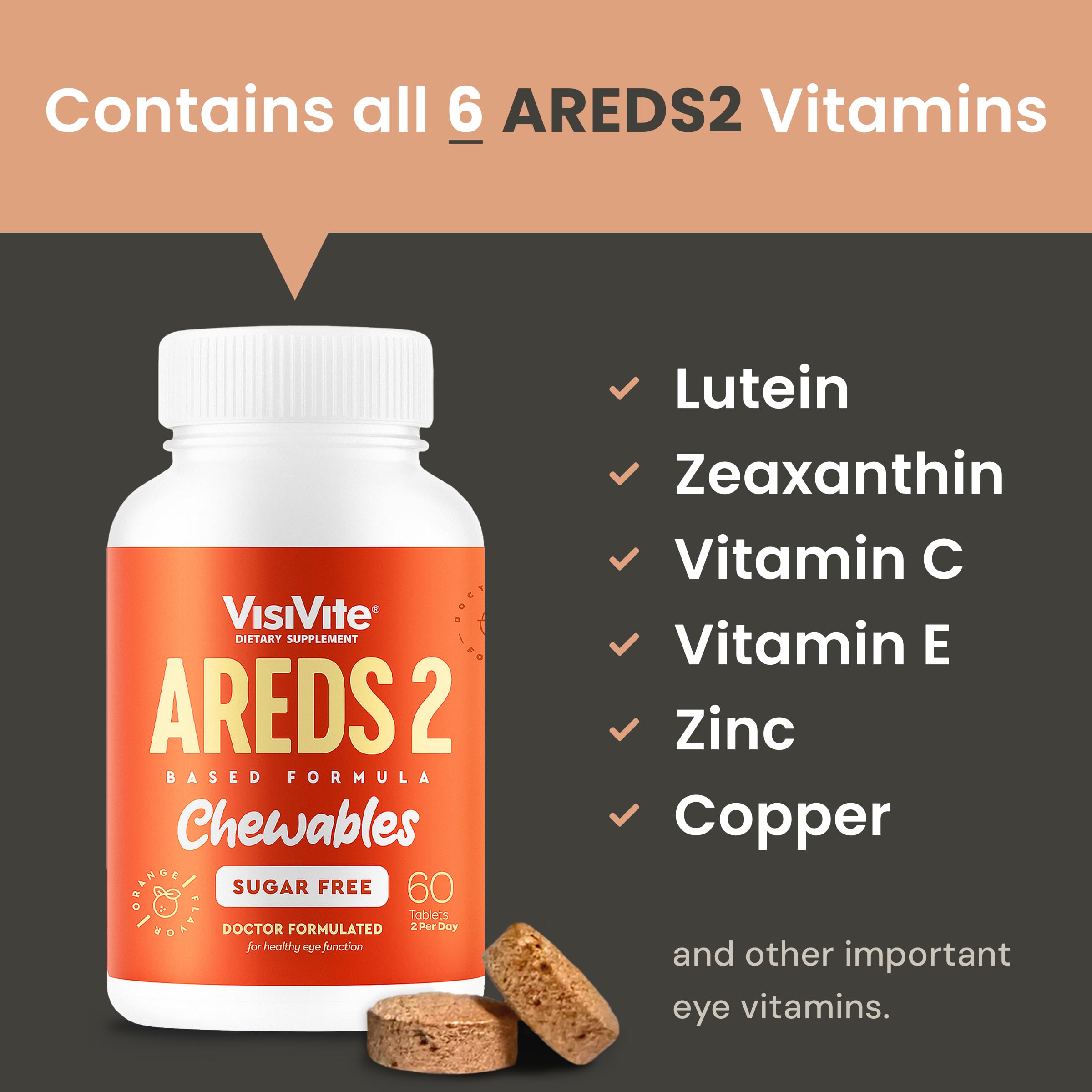 VisiVite Lutein Chewable Tablets showing chewable tablet form