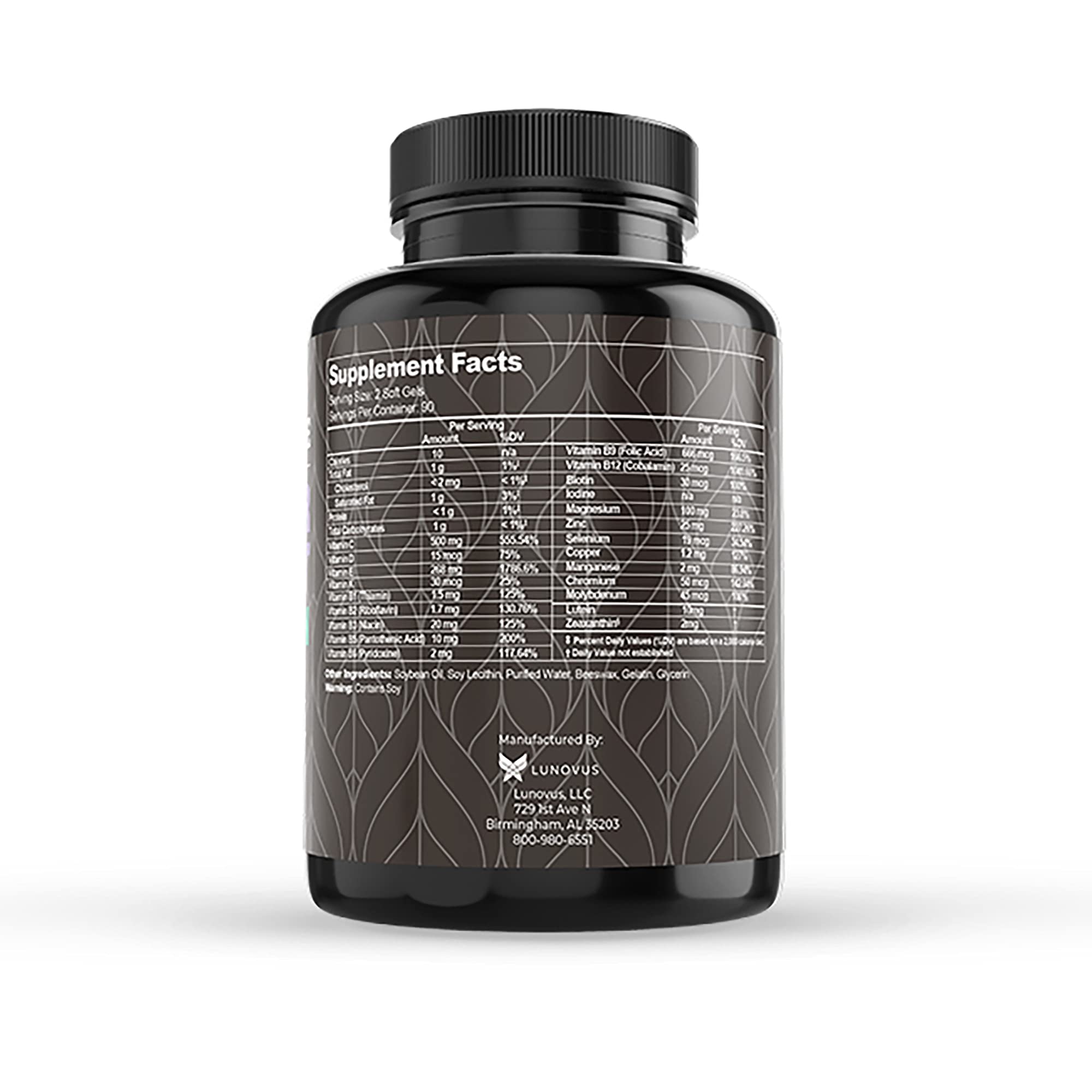 Visual Advantage Macular Support Daily Multivitamin back label