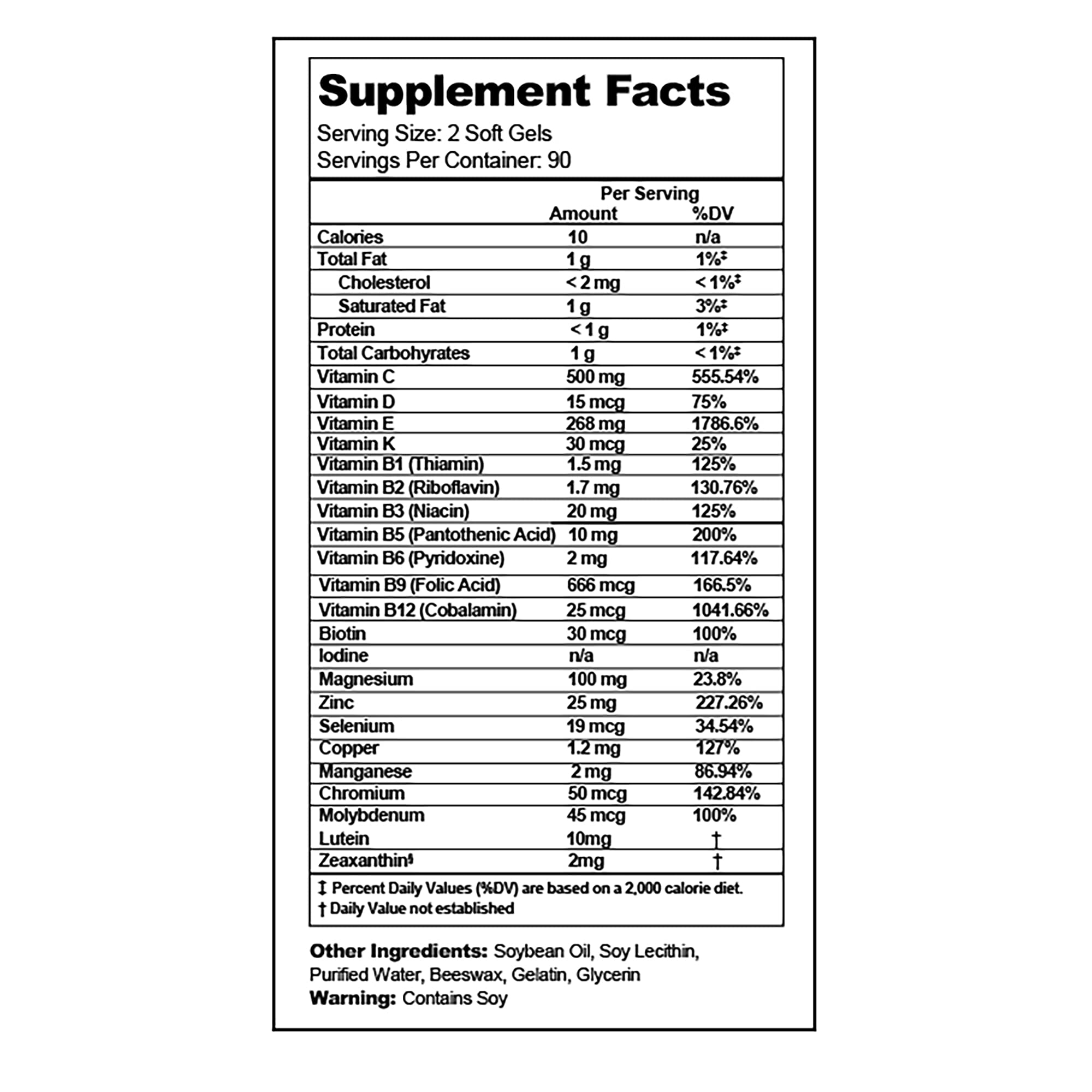 Visual Advantage Macular Support Daily Multivitamin bottle side view
