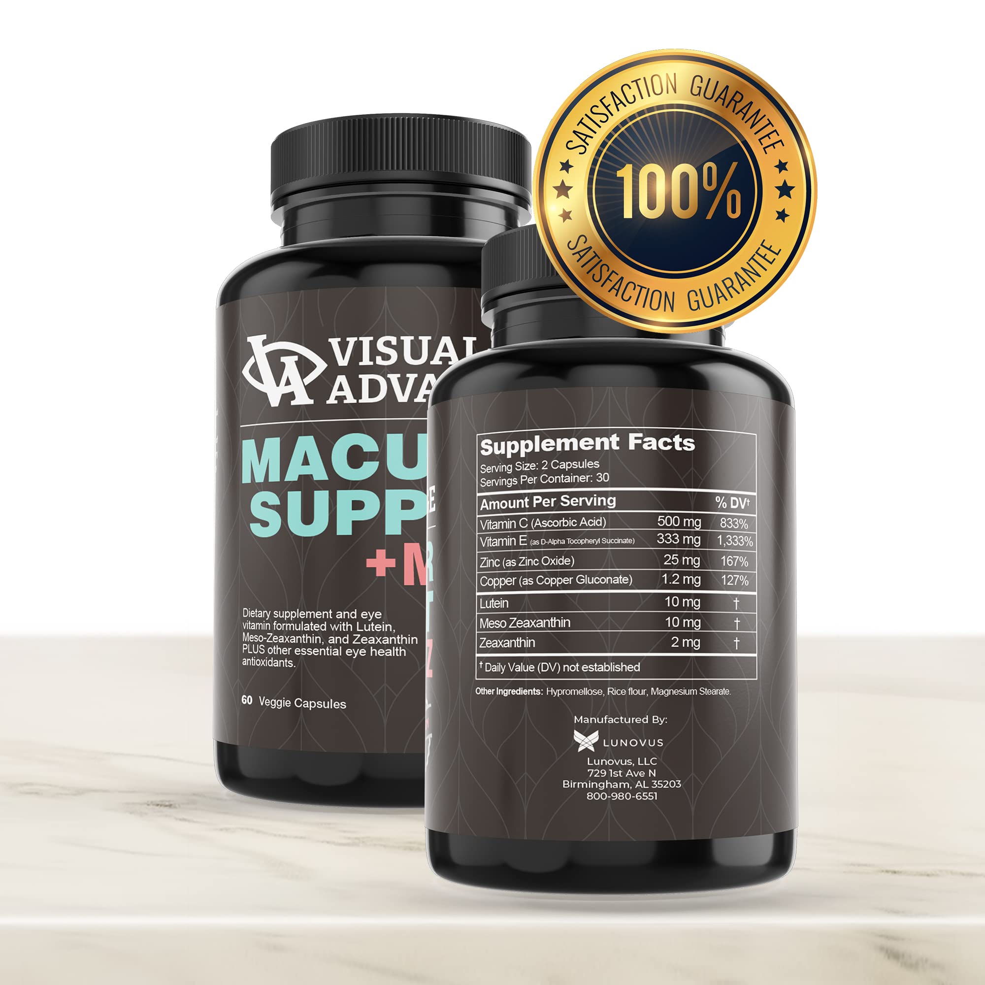 Visual Advantage Macular Support Plus Meso-Z capsules in hand