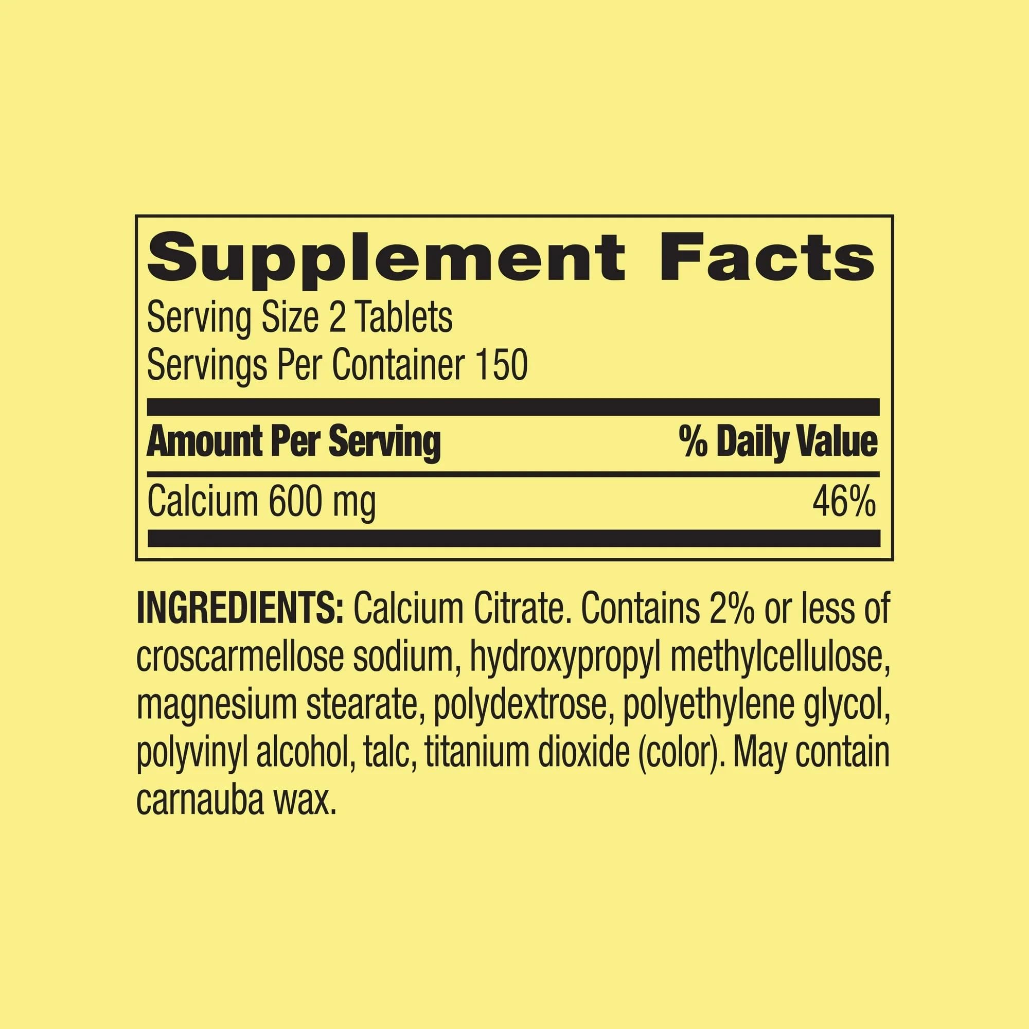 ViT4US Calcium Citrate 600mg nutritional information