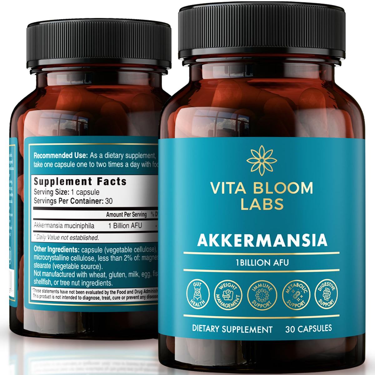 Vita Bloom Labs Probiotic Capsules front view with label