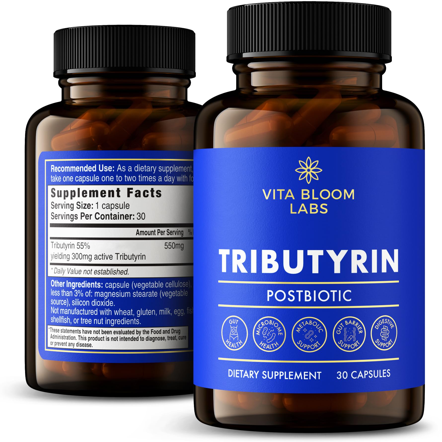 Vita Bloom Labs Tributyrin Postbiotic 55% front view