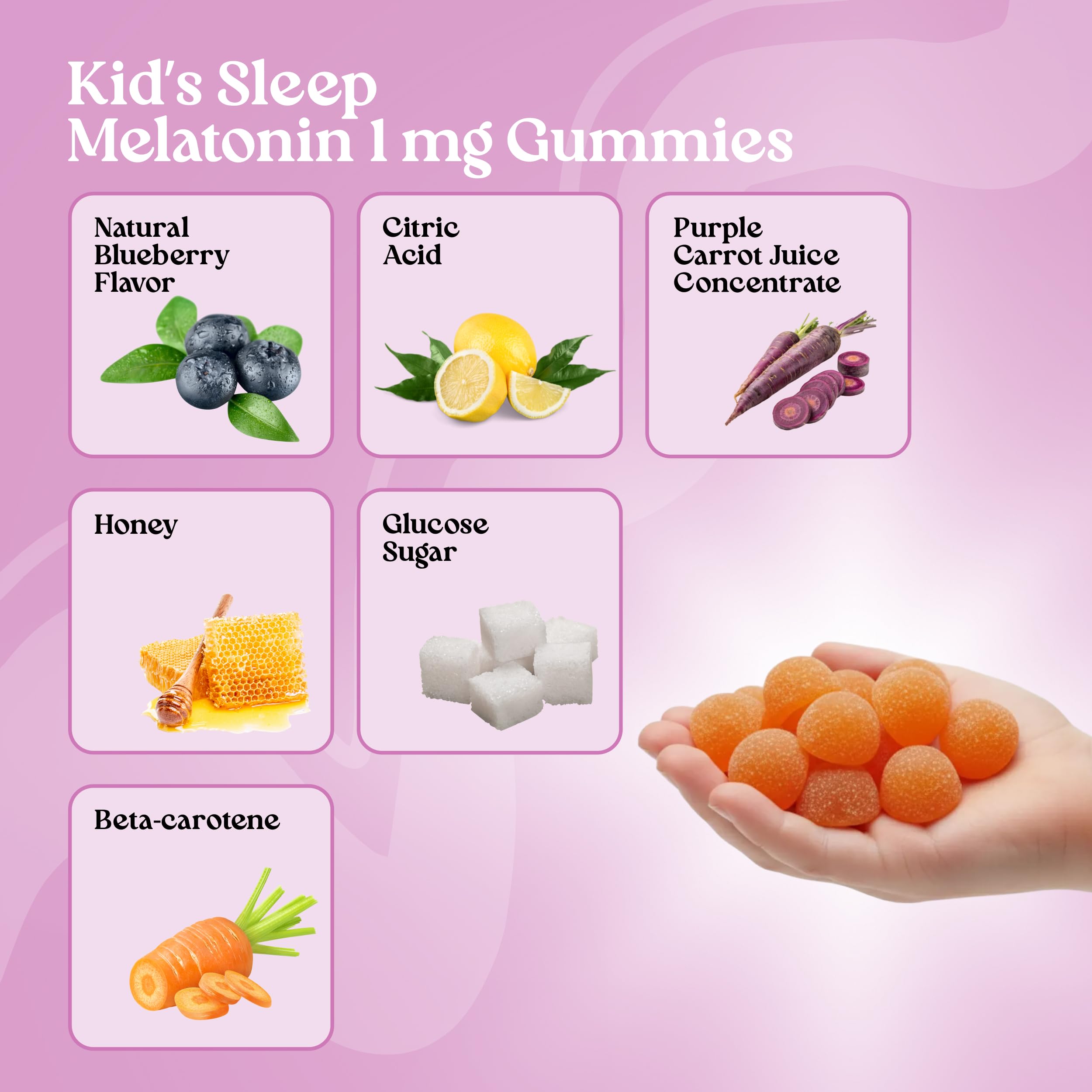 VITA GLOBE Kids Melatonin Gummies 1mg gummy texture close-up
