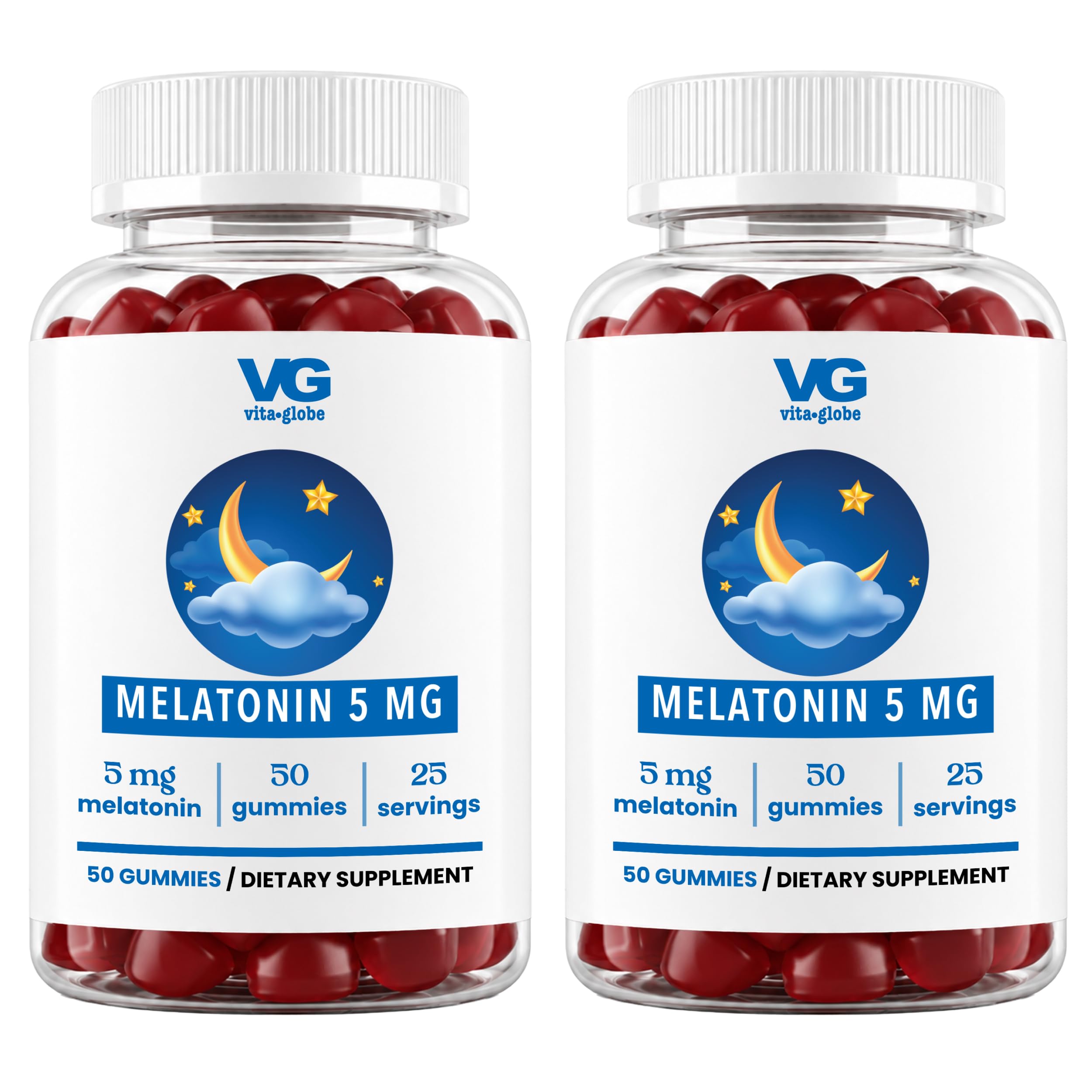 VITA GLOBE Melatonin Gummies 5mg front view of bottle