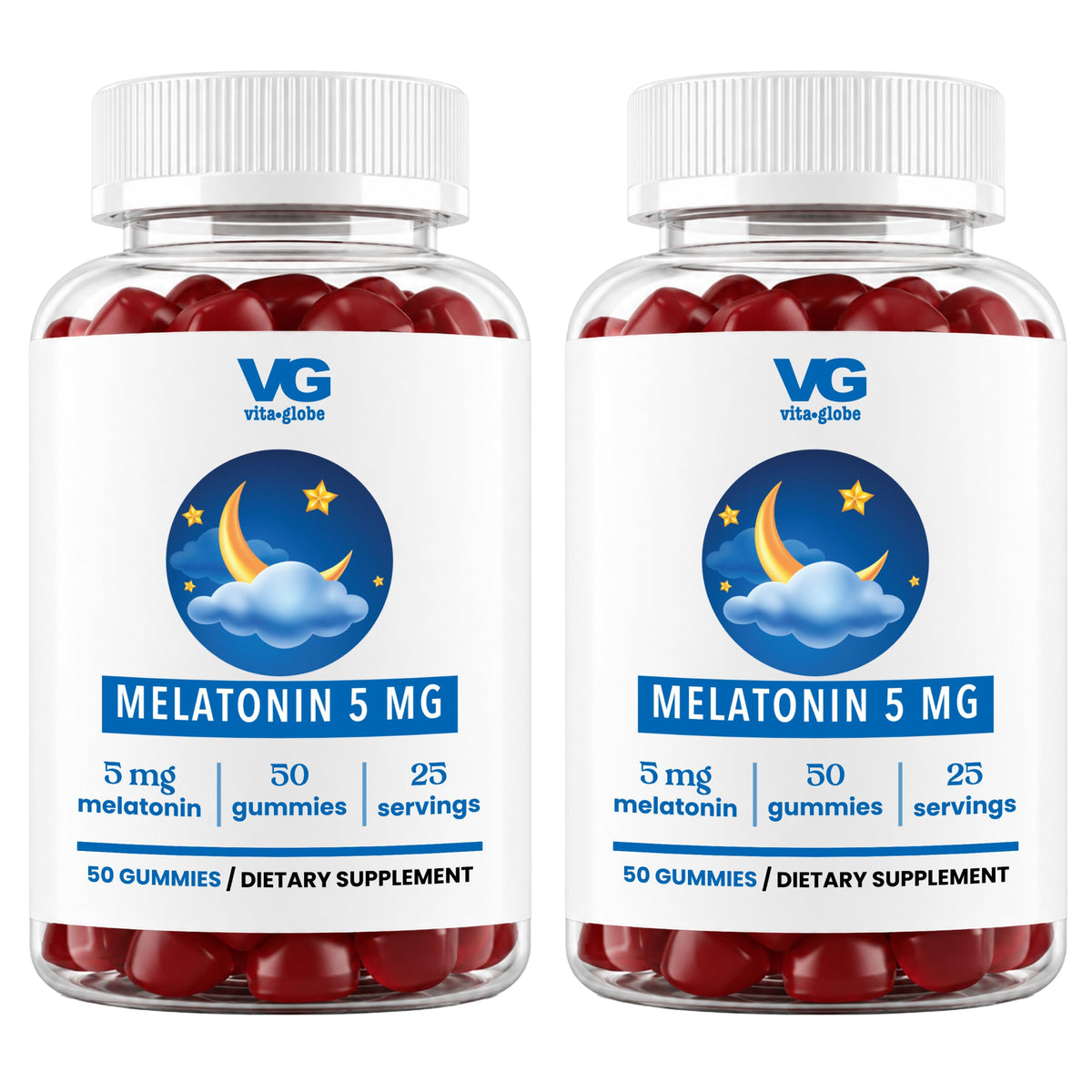 VITA GLOBE Melatonin Gummies 5mg front view of bottle