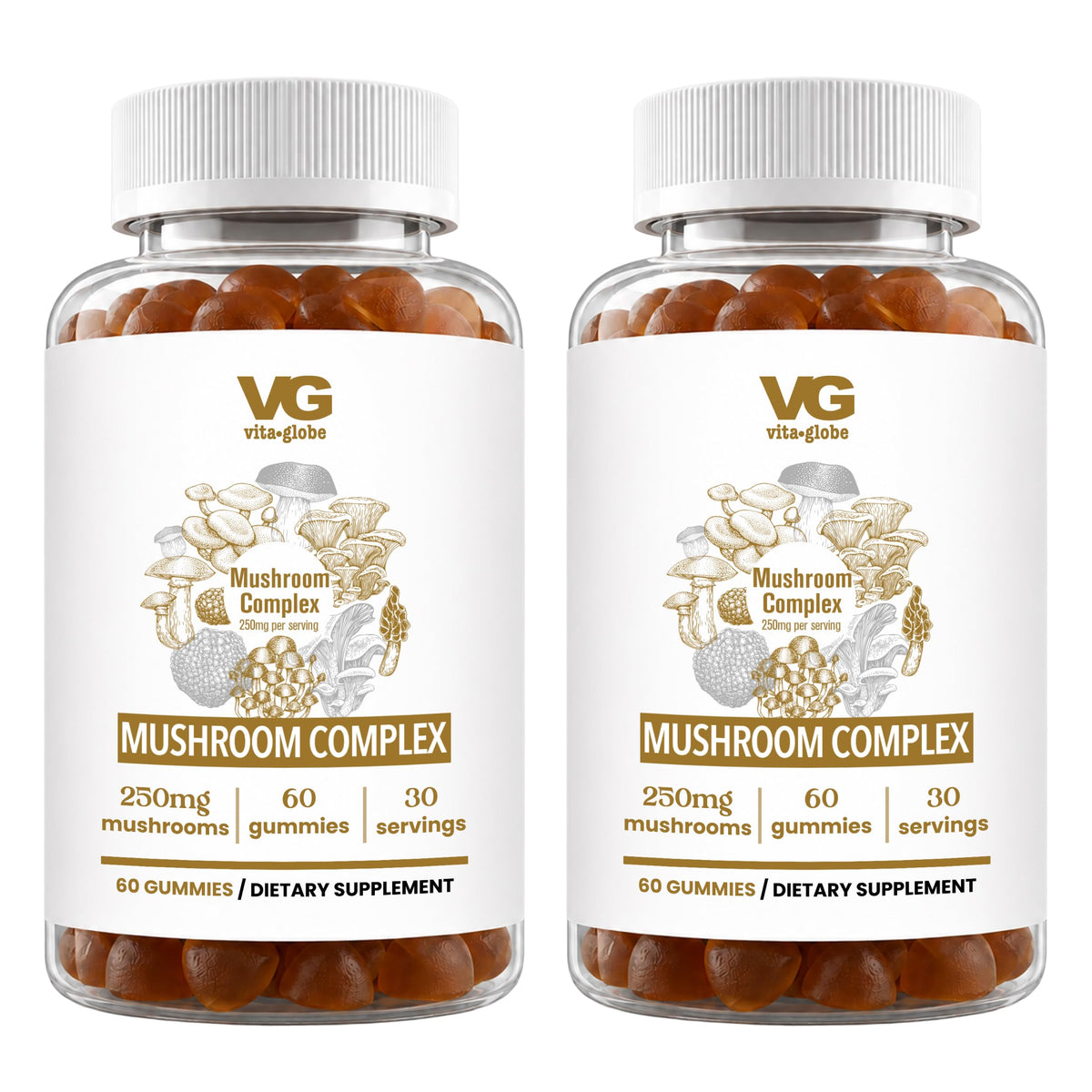 VITA GLOBE Mushroom Complex Gummies front view with packaging