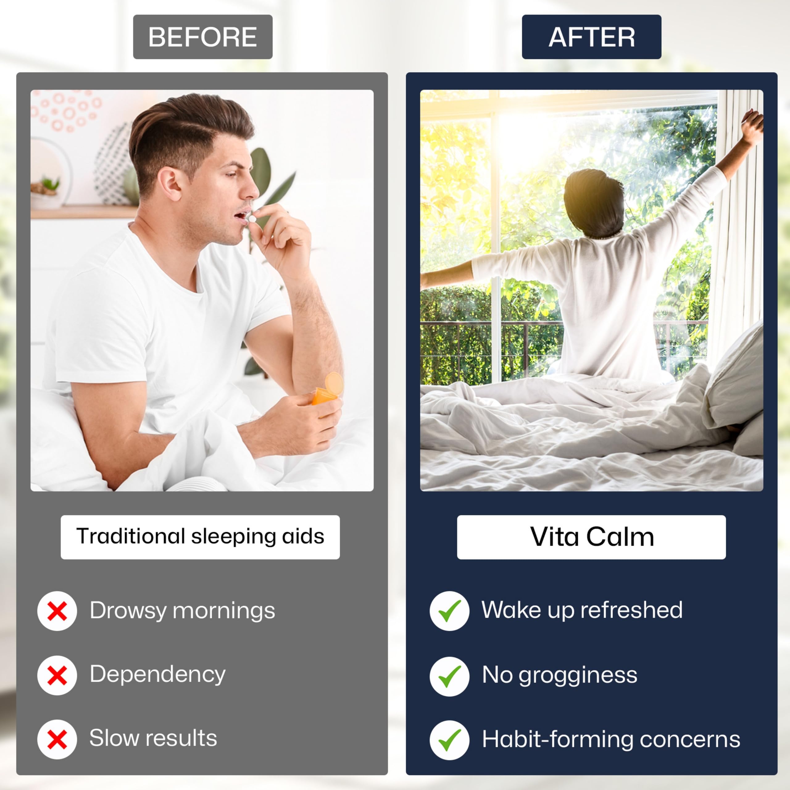 Vita Green Vita Calm Sleep Aid capsules in a hand
