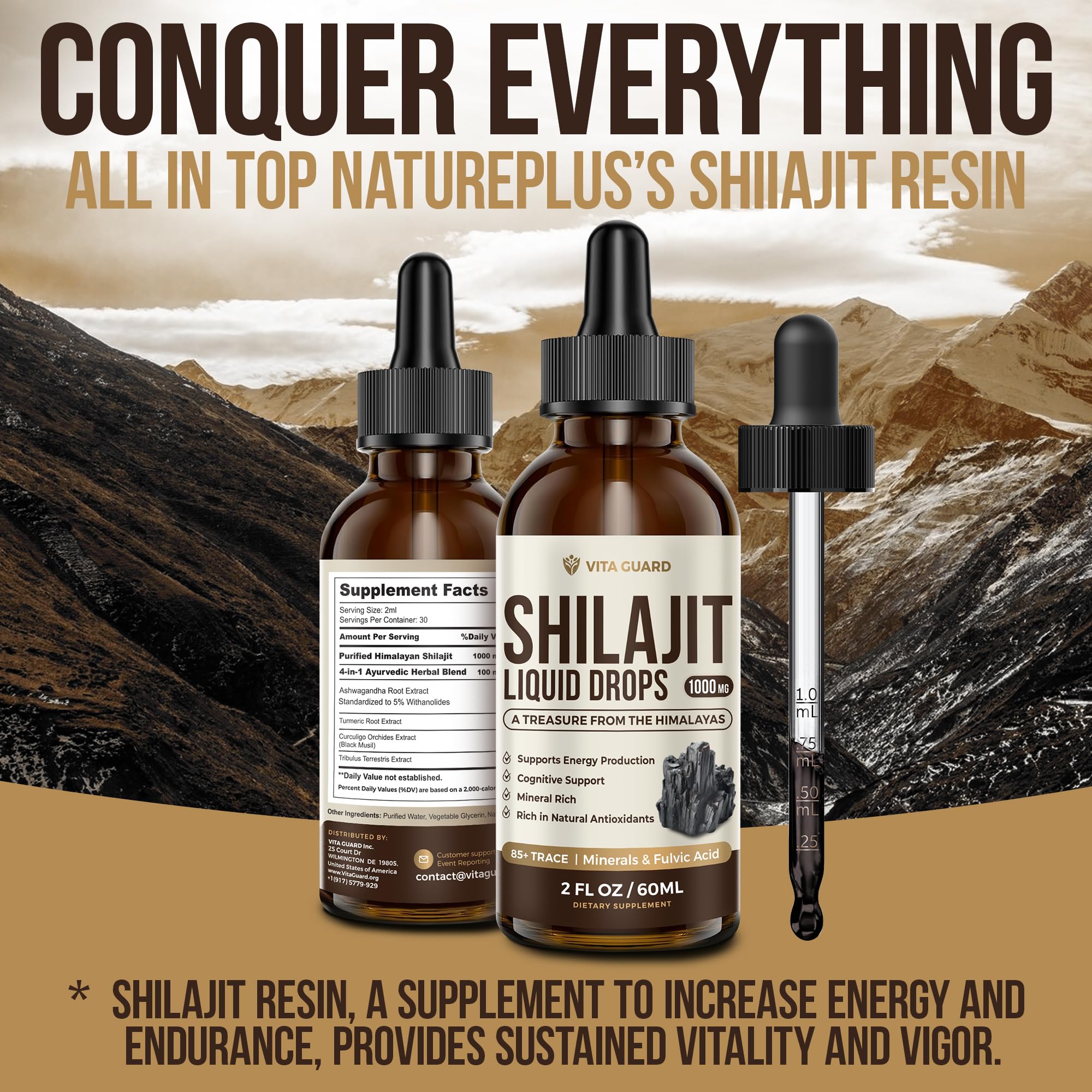 Vita Guard Himalayan Shilajit Liquid Drops in a kitchen setting