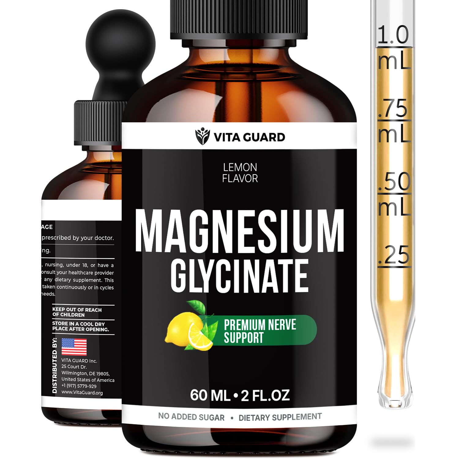 Vita Guard Magnesium Glycinate Liquid 500mg front view