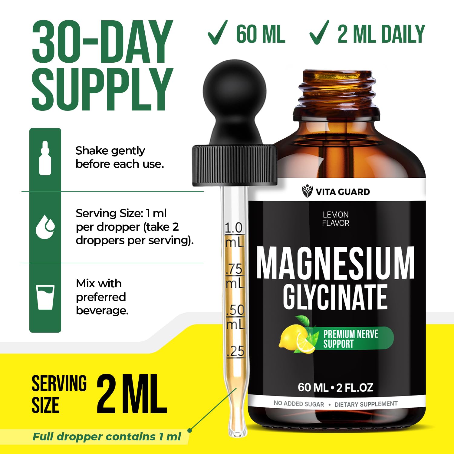 Vita Guard Magnesium Glycinate Liquid 500mg ingredients list