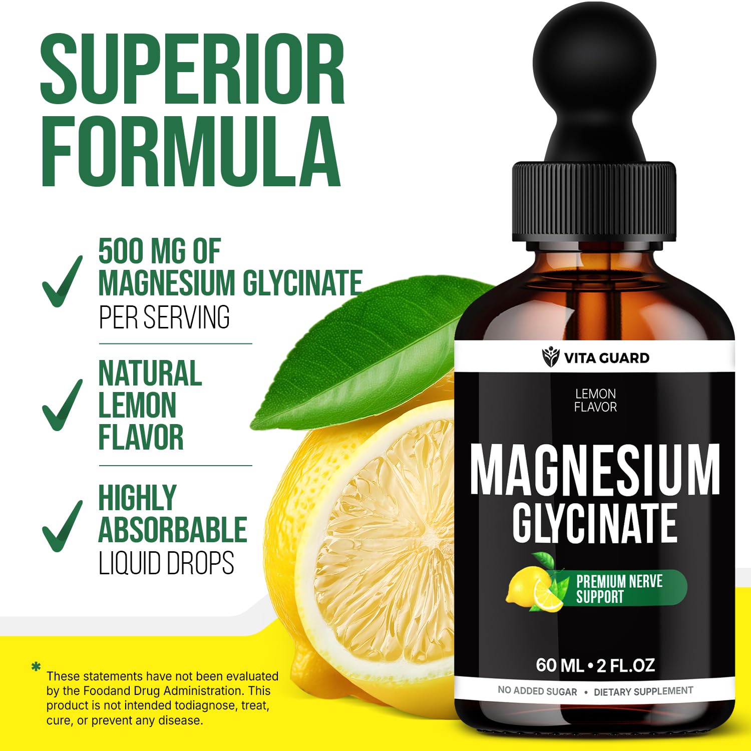 Vita Guard Magnesium Glycinate Liquid 500mg packaging