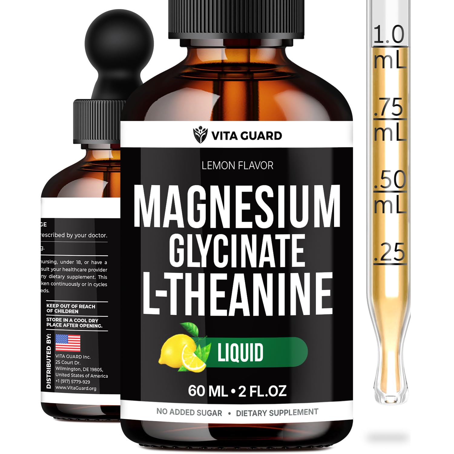 Vita Guard Magnesium Glycinate Liquid Drops 500mg front view