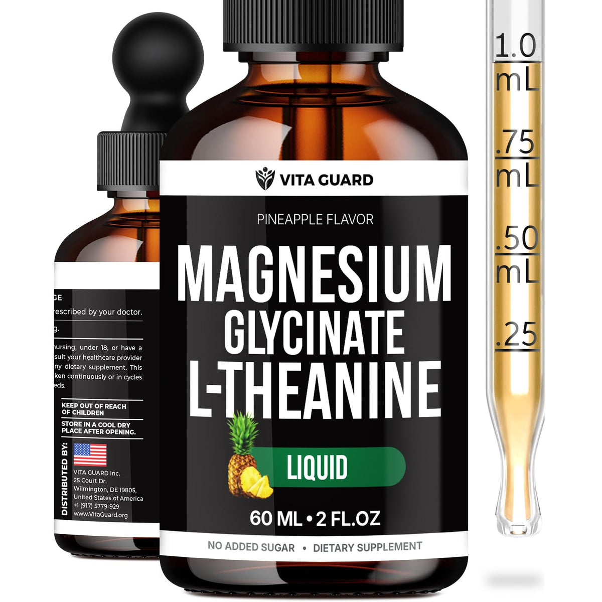 Vita Guard Magnesium Glycinate Liquid Supplement 500mg front view