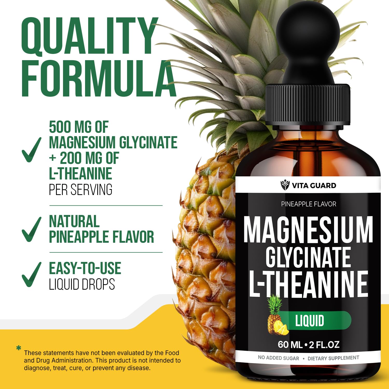 Vita Guard Magnesium Glycinate Liquid Supplement 500mg packaging