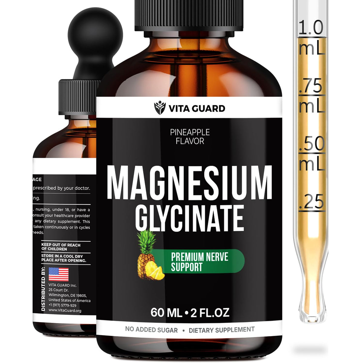 Vita Guard Magnesium Glycinate Liquid Supplement bottle front view