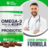 Vita Guard Omega-3 Fish Oil Softgels in a clear bottle