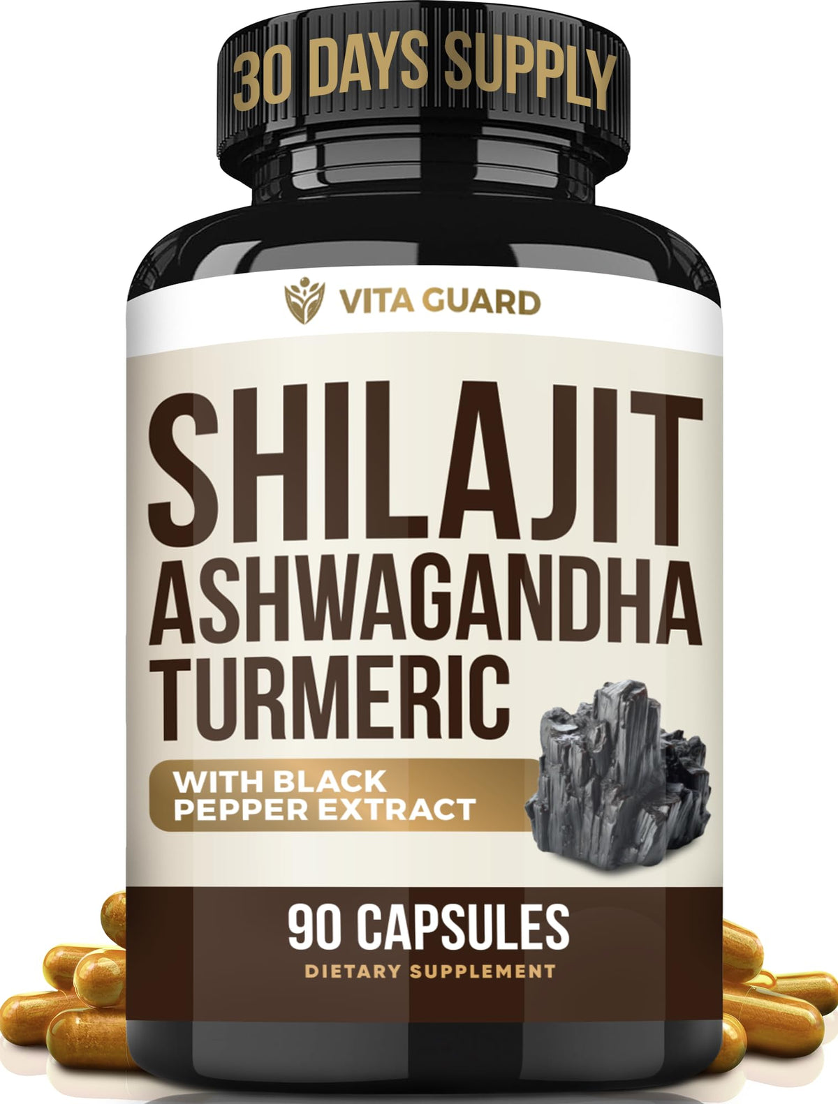 Vita Guard Shilajit Supplement front view with packaging
