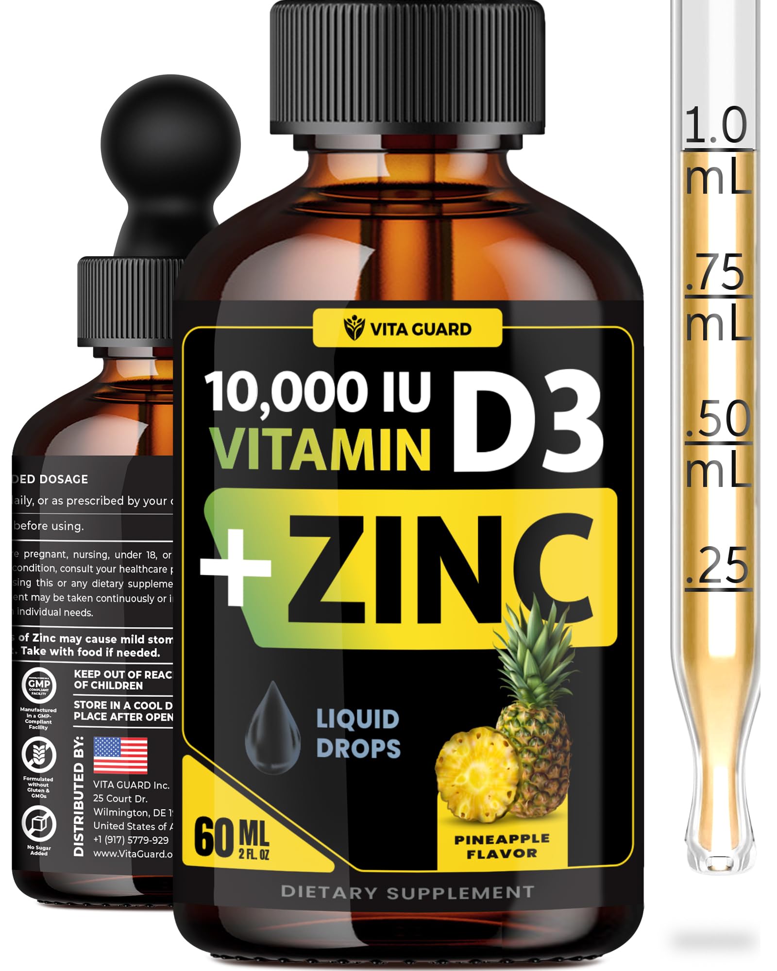Vita Guard Vitamin D3 Liquid Drops 10,000 IU front view