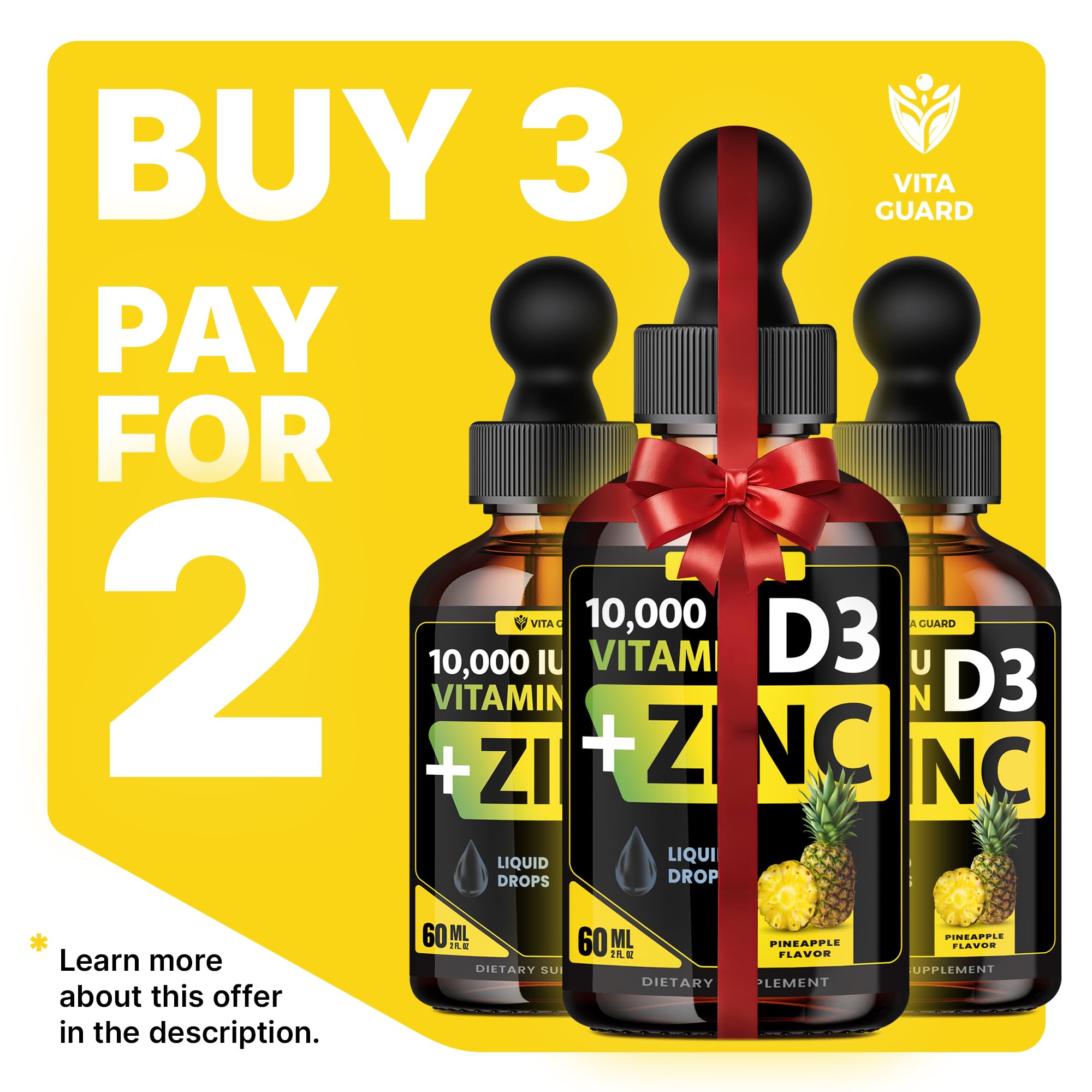 Vita Guard Vitamin D3 Liquid Drops pineapple flavour label