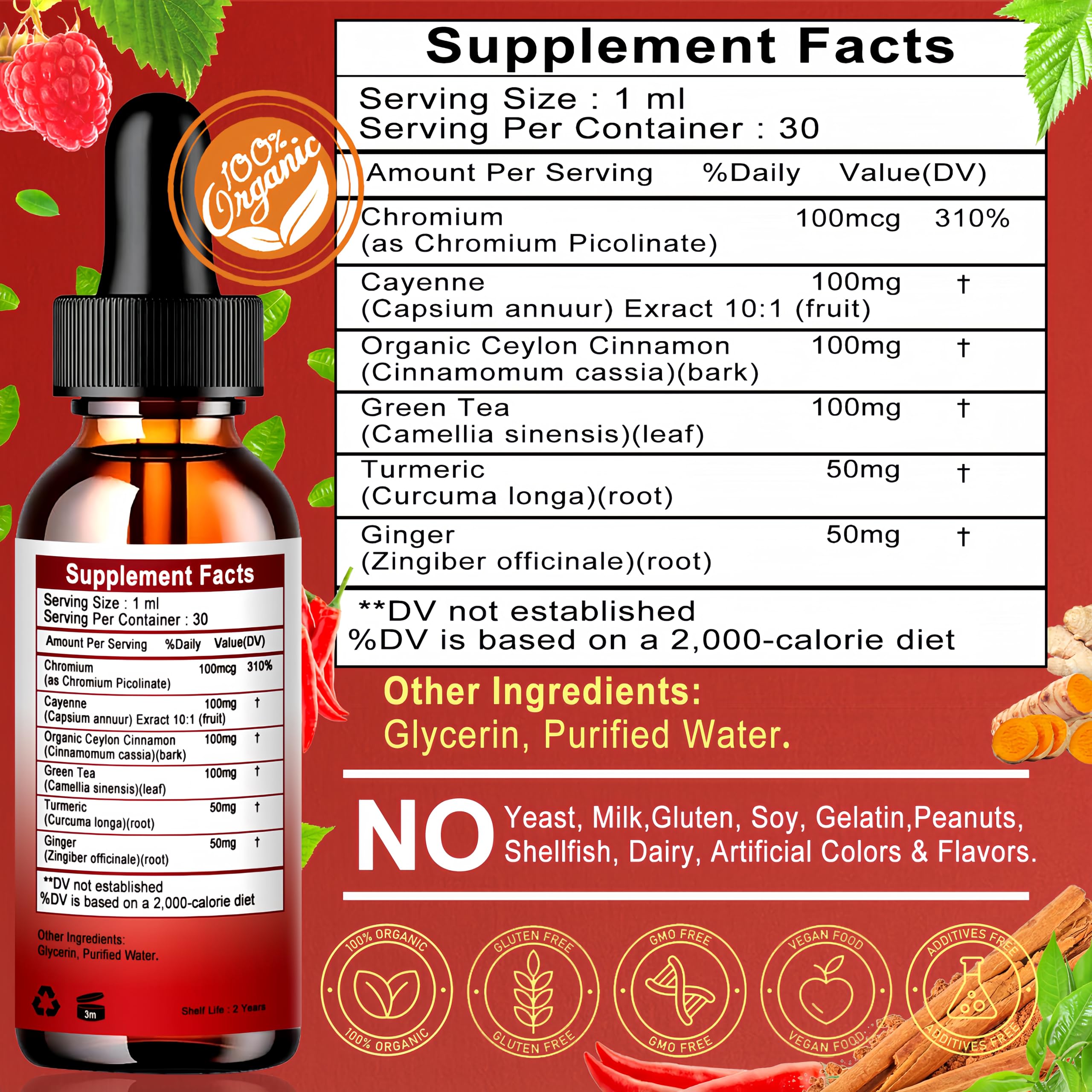 Vita letuo Cayenne Pepper Drops ingredients list