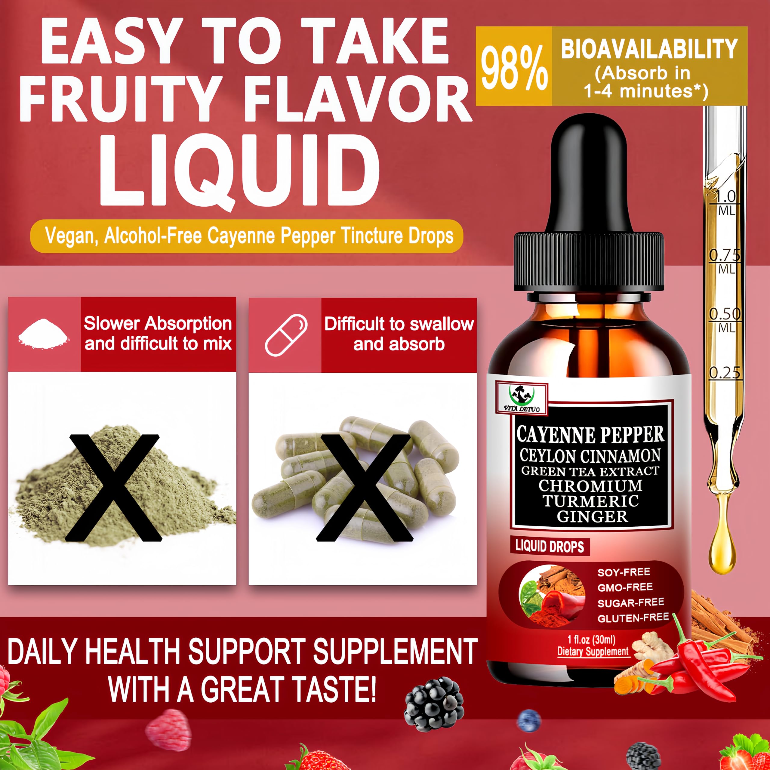Vita letuo Cayenne Pepper Drops serving suggestion