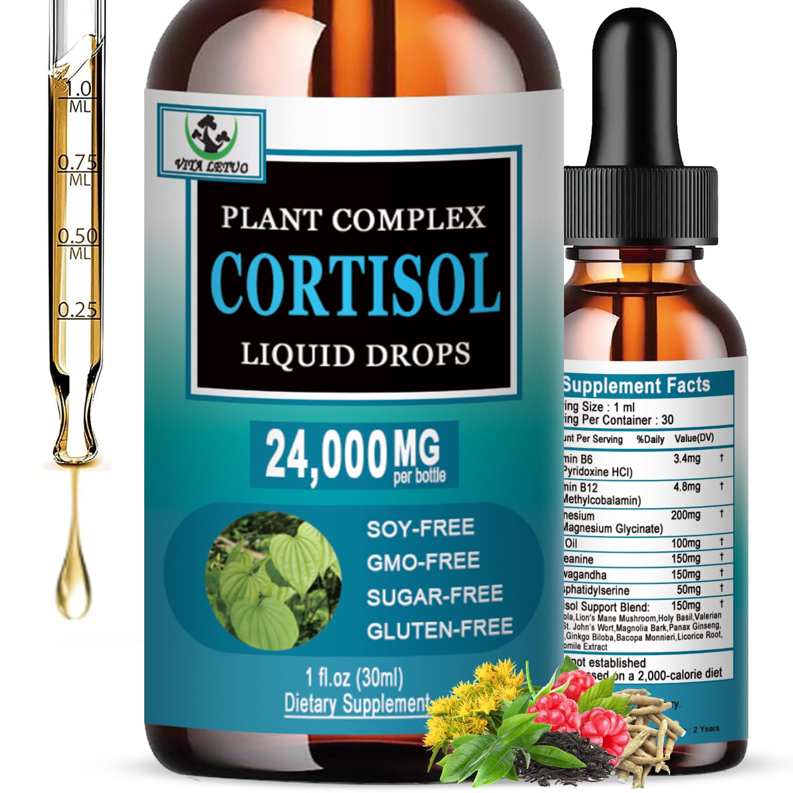 Vita Letuo Cortisol Support Liquid Drops front view
